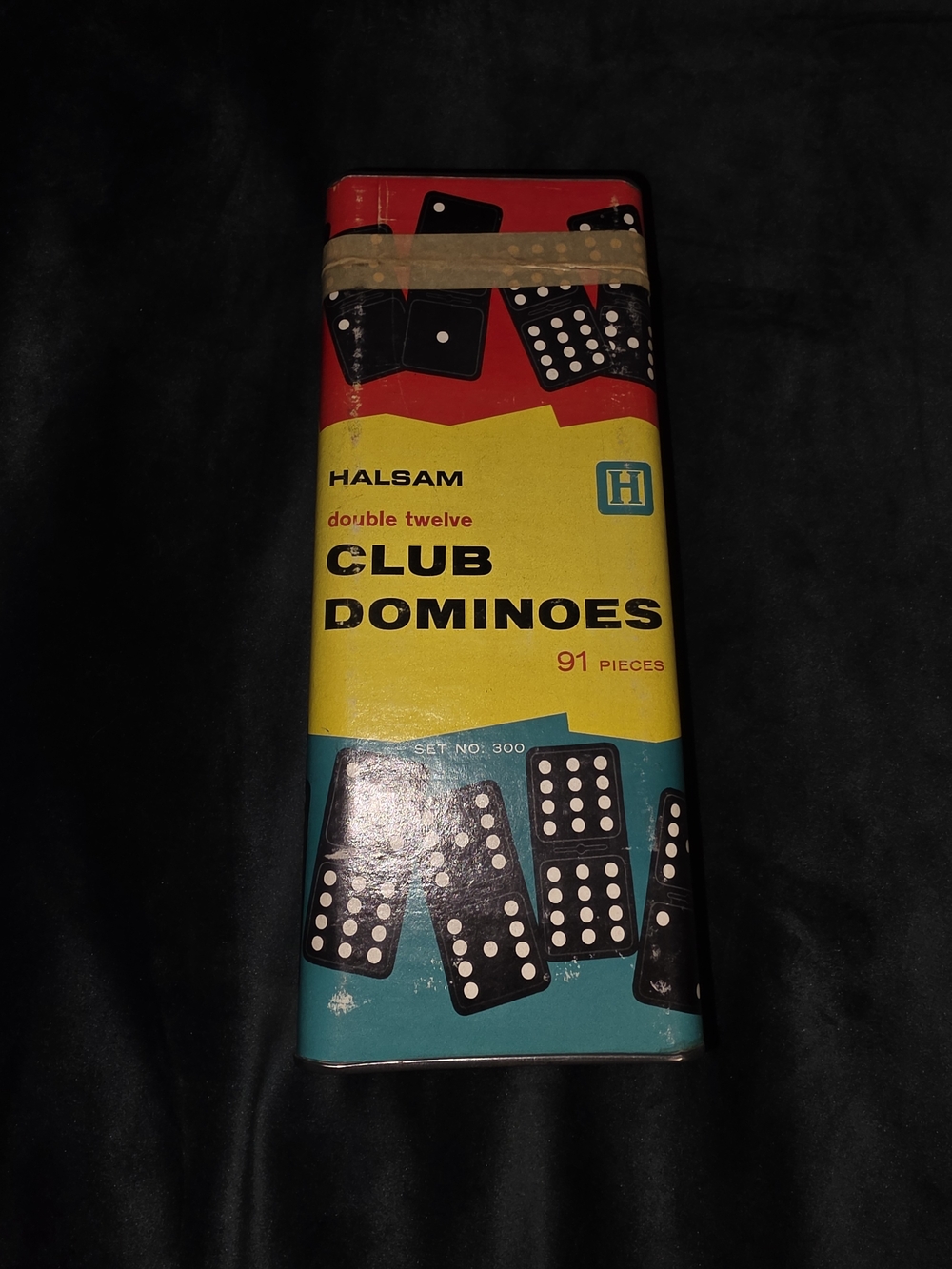 Vintage Halsam Double 12 Club Dominoes Set No 300 Retro 91 Piece Game